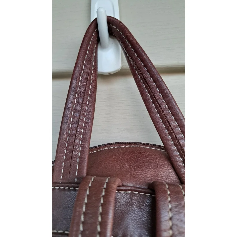 Tignanello Women's Leather Brown Small Backpack Adjustable Straps Zipped Pockets